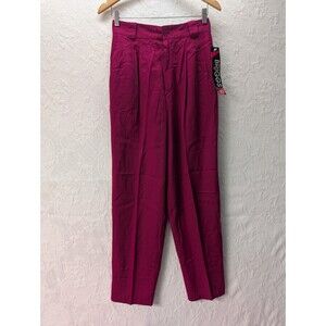 Briggs New York Tapered Pleated Maroon Trouser Pants 10 Bright Work 90s Classic